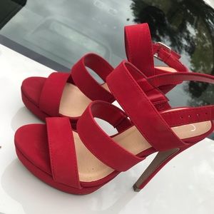 Red sandal high heels